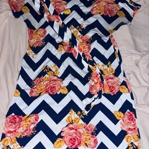 LuLaRoe Marly Navy and Cream Floral Dress